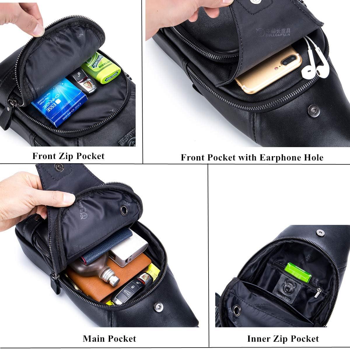 FR Fashion Co. 12" Men's Leather Multi-Pocket Crossbody Chest Bag - FR Fashion Co. 