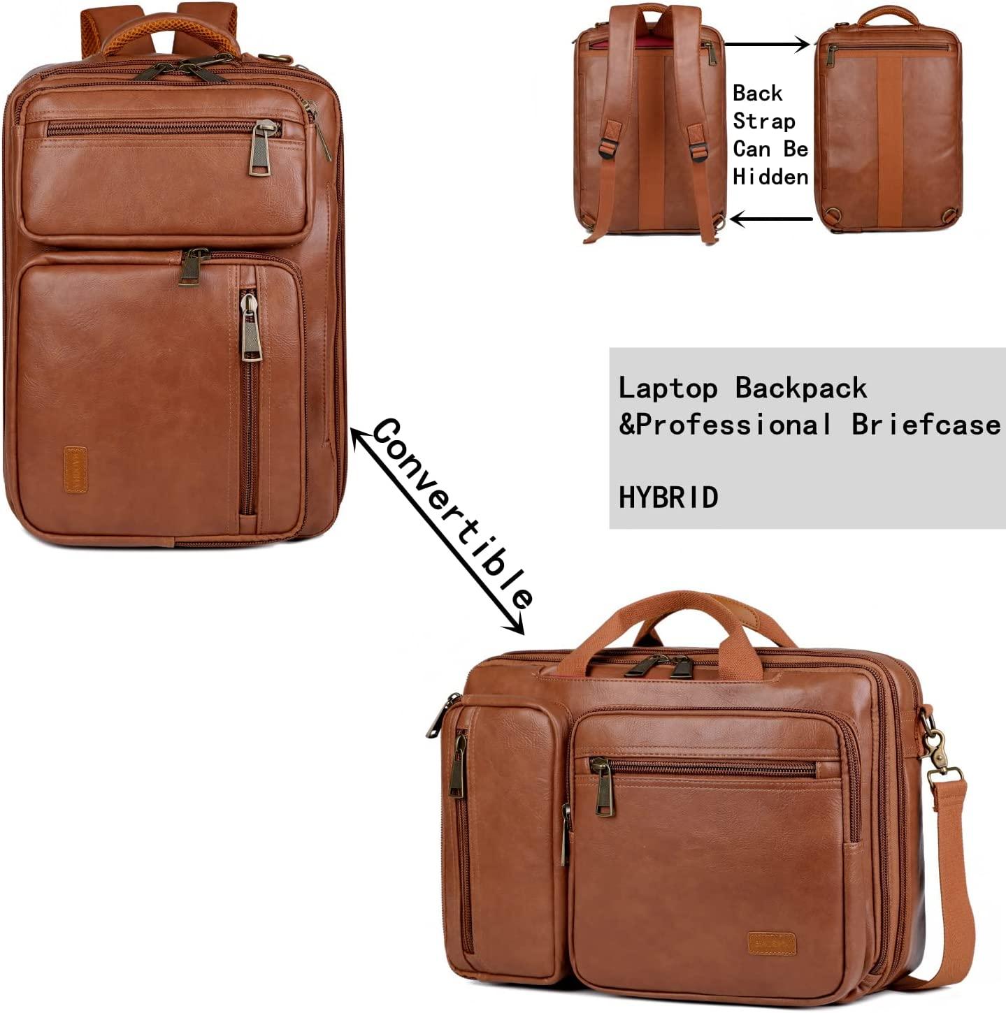 FR Fashion Co. 16" Leather Laptop Backpack Briefcase - FR Fashion Co. 