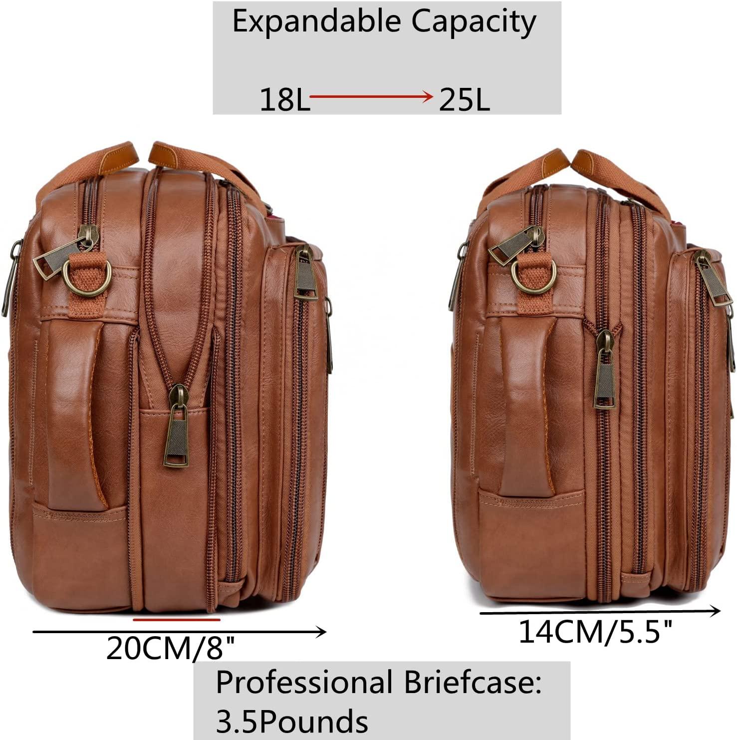 FR Fashion Co. 16" Leather Laptop Backpack Briefcase - FR Fashion Co. 