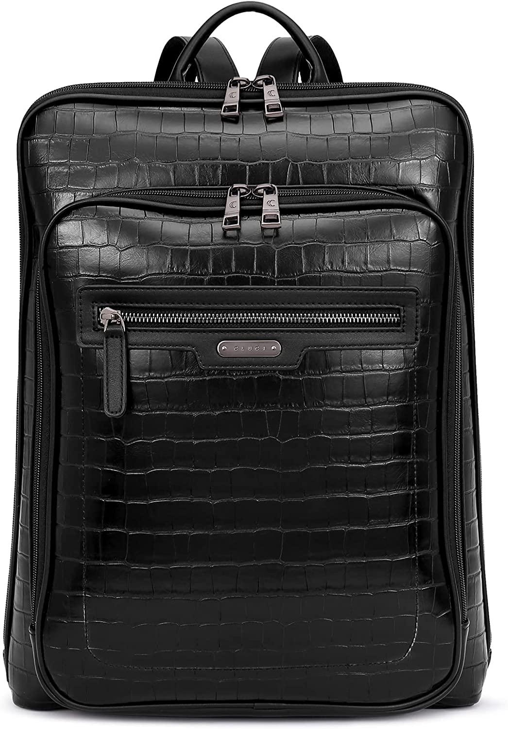 FR Fashion Co. 16" Women's Crocodile Pattern Leather Travel Backpack - FR Fashion Co. 