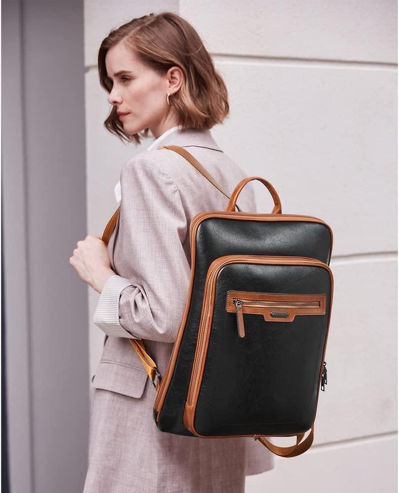 FR Fashion Co. 16" Women's Vintage Leather Travel Backpack - FR Fashion Co. 