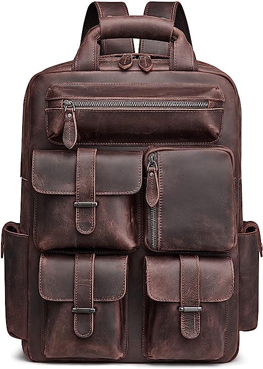 FR Fashion Co. 17" Men's Genuine Leather Backpack - FR Fashion Co. 