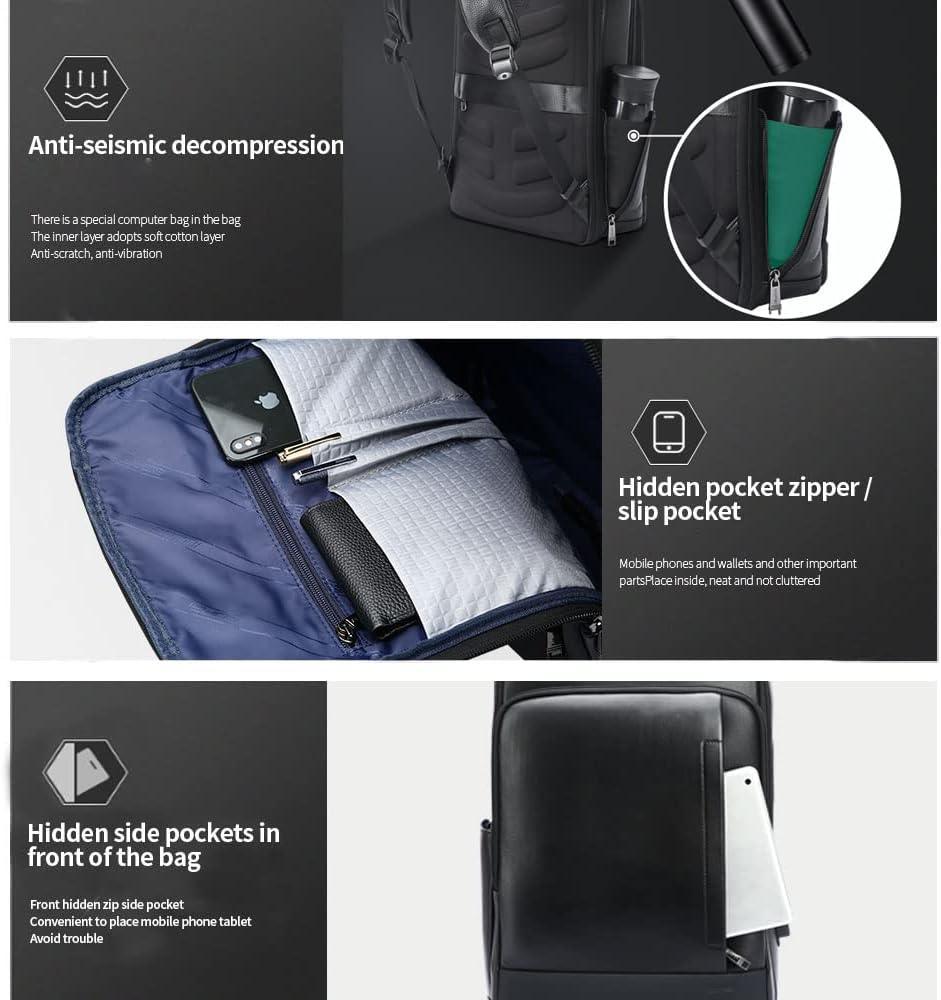 FR Fashion Co. 17" Smart Leather Business Travel Backpack - FR Fashion Co. 