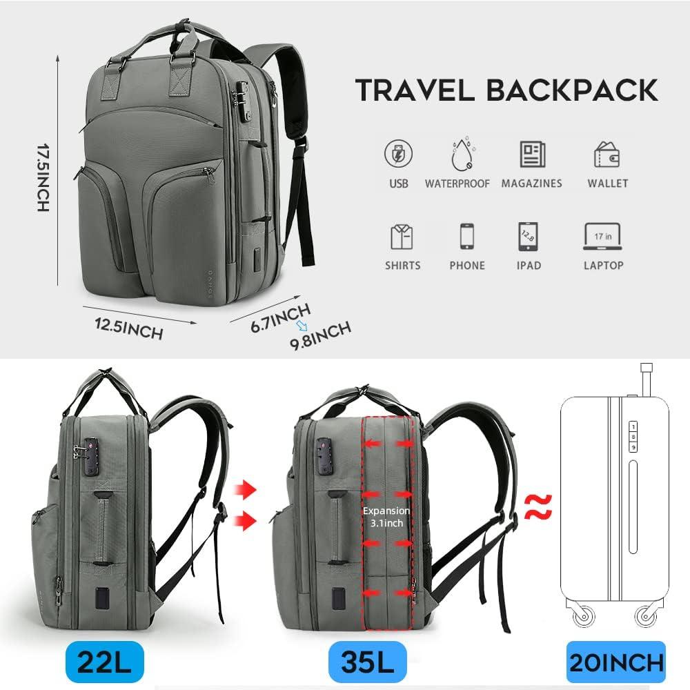 FR Fashion Co. 17" Unisex Expandable Travel Backpack - FR Fashion Co. 