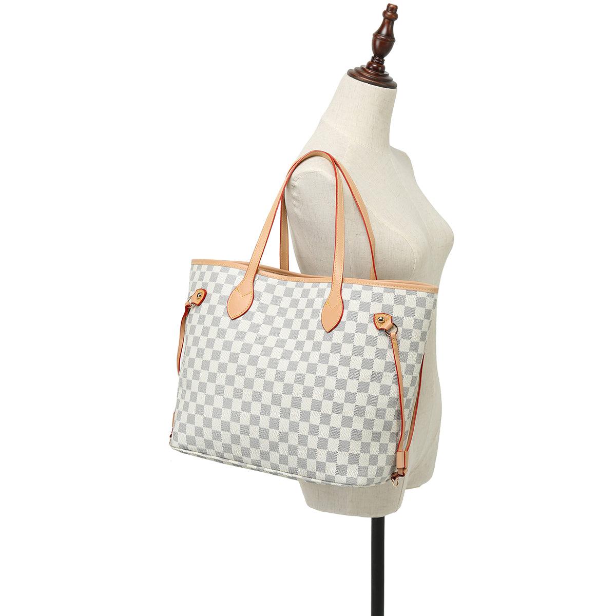 FR Fashion Co. 17" Women's Checkered Shoulder Bag - FR Fashion Co. 