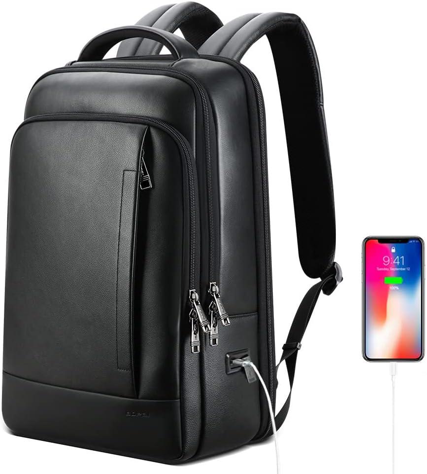 FR Fashion Co. 18" Men's Leather Multi-Functional Business Backpack - FR Fashion Co. 