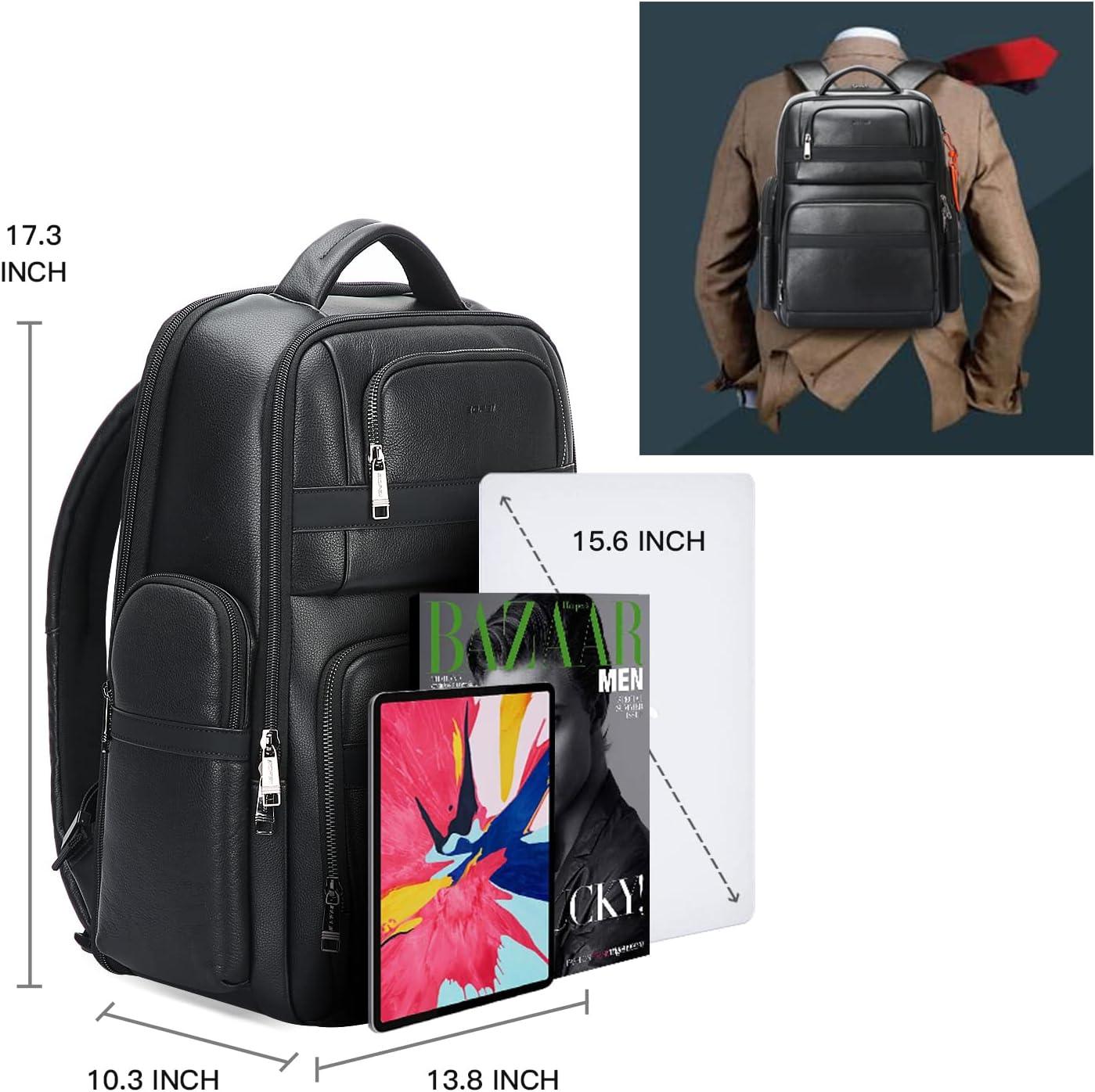 FR Fashion Co. 18" Multi-Functional Leather Travel Laptop Backpack - FR Fashion Co. 