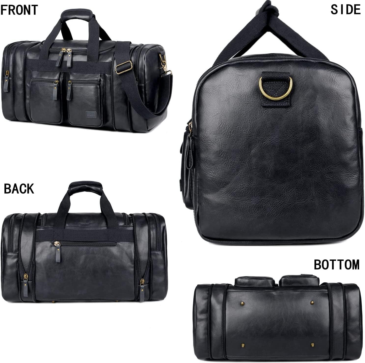 FR Fashion Co. 21" Men's Leather Expandable Duffel Bag - FR Fashion Co. 