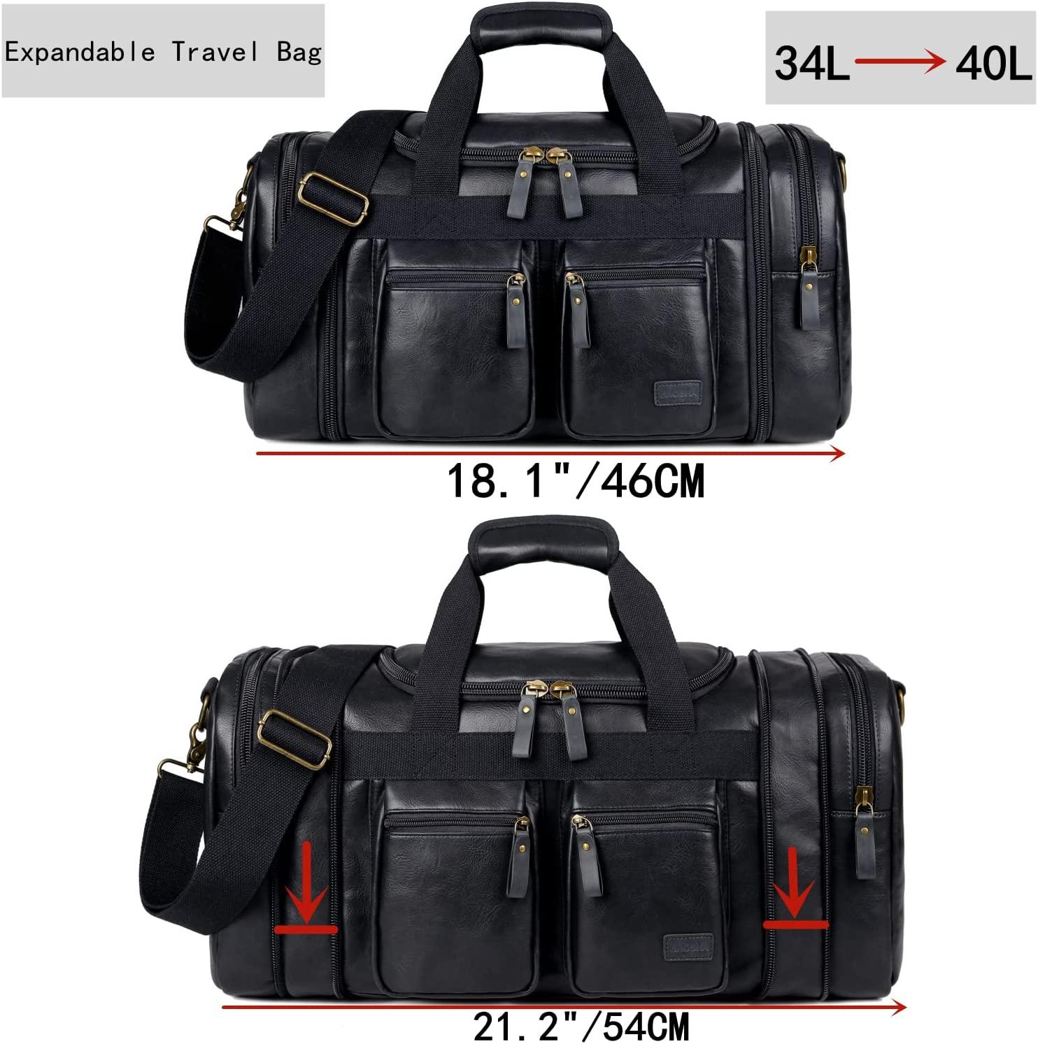 FR Fashion Co. 21" Men's Leather Expandable Duffel Bag - FR Fashion Co. 