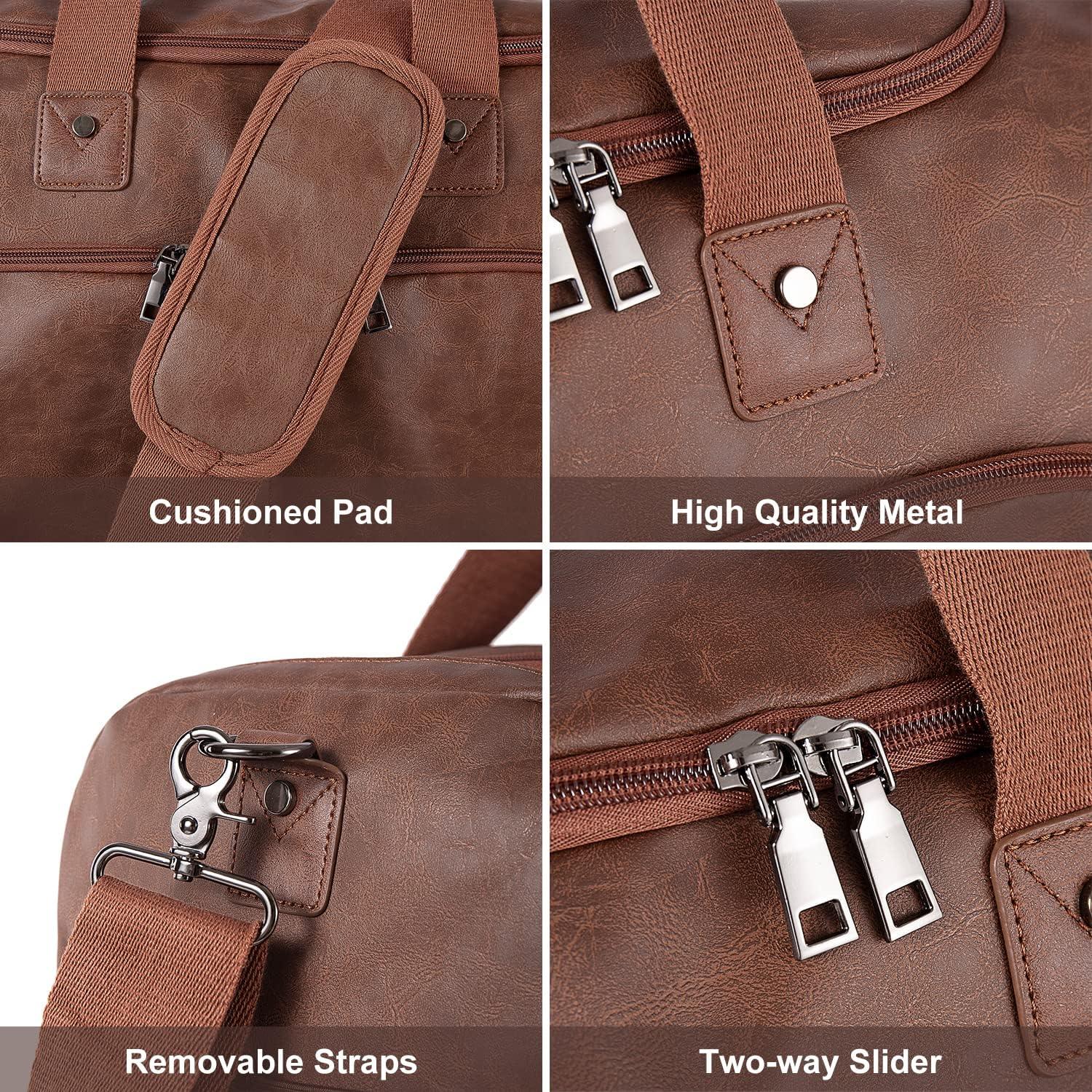 FR Fashion Co. 22" Leather Multi-Functional Weekender Duffel Bag - FR Fashion Co. 