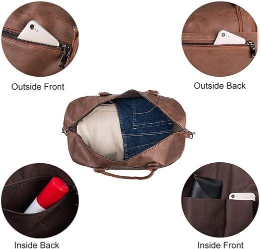 FR Fashion Co. 24" Men's Leather Travel Duffel Bag - FR Fashion Co. 