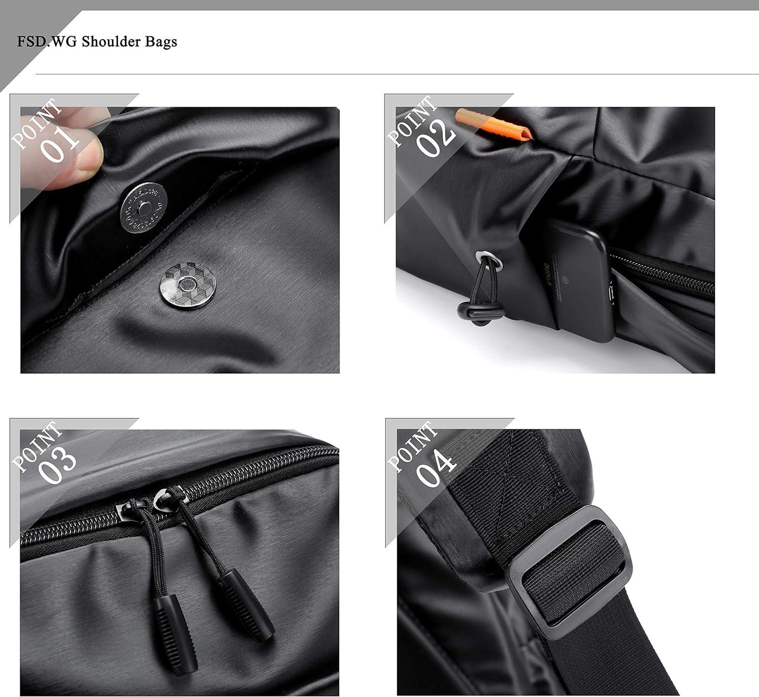 FR Fashion Co. 8" Men's Leather Compact Crossbody Chest Bag - FR Fashion Co. 