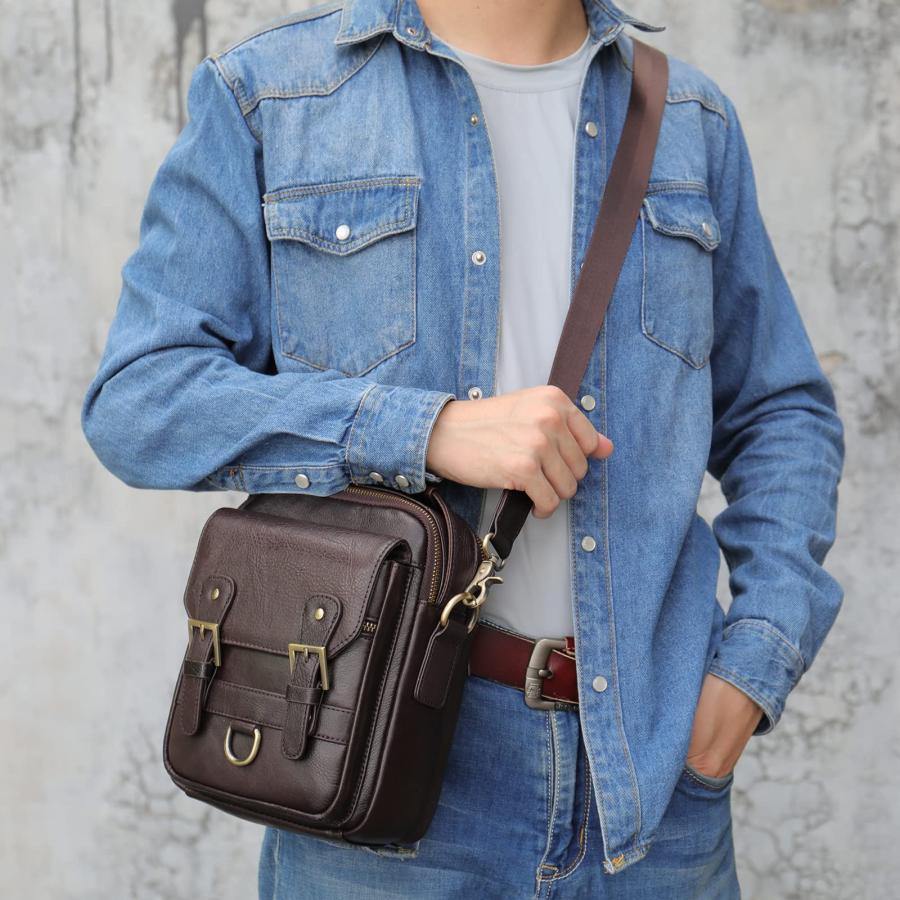 FR Fashion Co. 9" Men's Genuine Leather Compact Chest Bag - FR Fashion Co. 