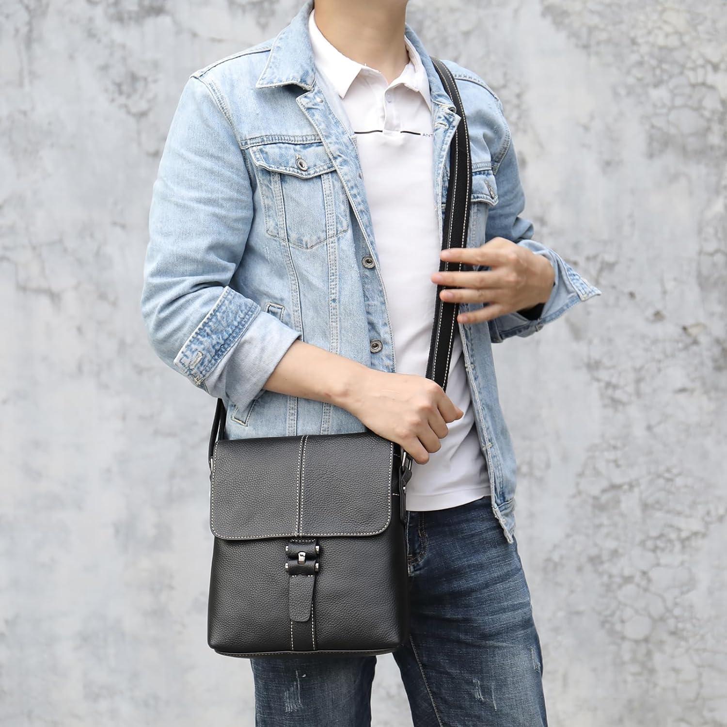 FR Fashion Co. 9" Men's Genuine Leather Small Chest Bag - FR Fashion Co. 