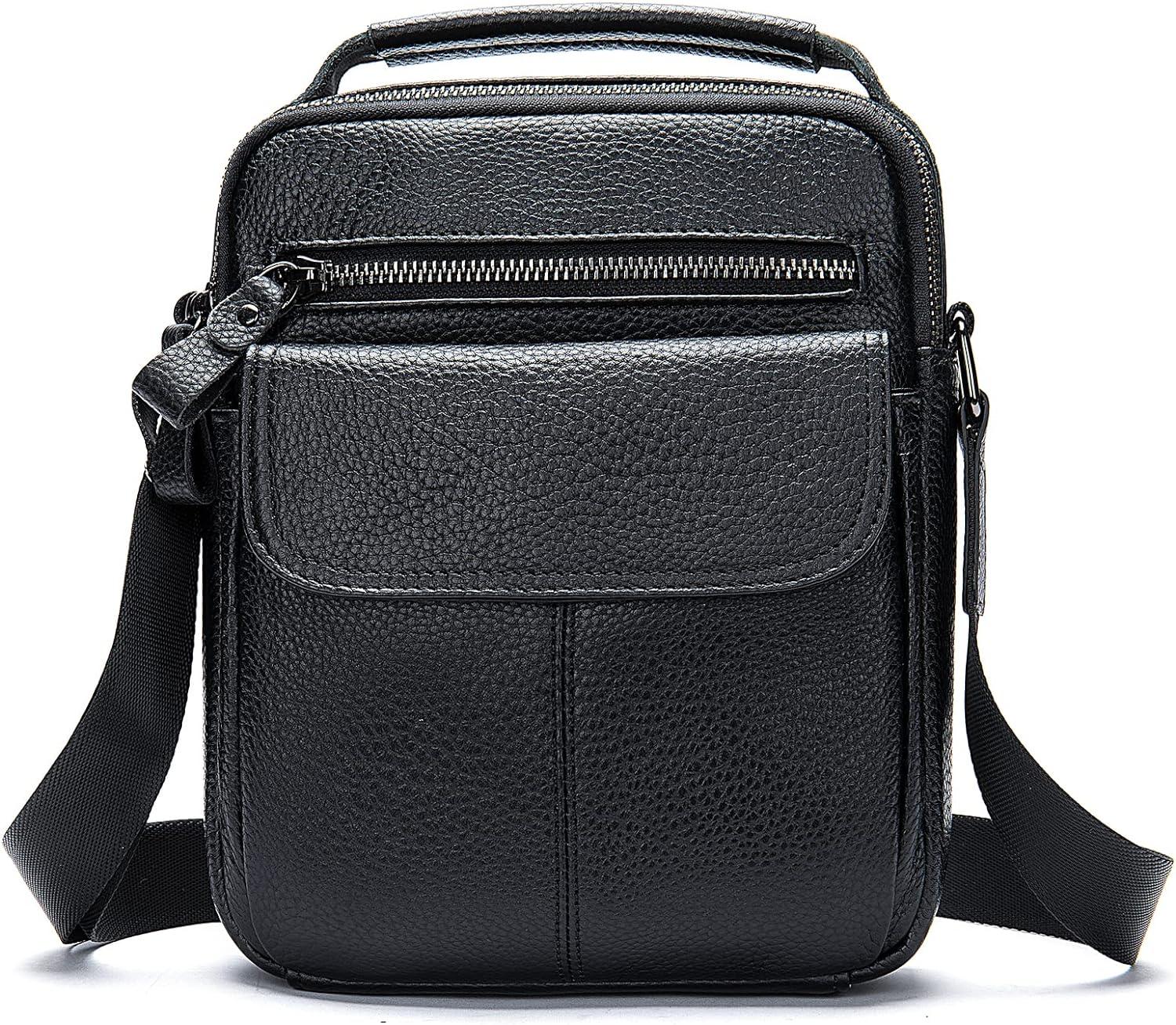 FR Fashion Co. 9" Men's Leather Compact Crossbody Sling Bag - FR Fashion Co. 