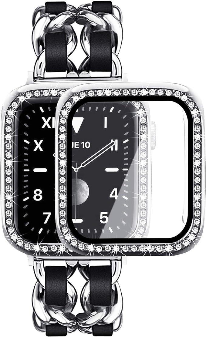 FR Fashion Co. Jewelry Bracelet Metal Strap with 2-Pack Bling Case Cover for iWatch - FR Fashion Co. 