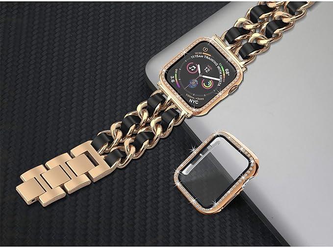 FR Fashion Co. Jewelry Bracelet Metal Strap with 2-Pack Bling Case Cover for iWatch - FR Fashion Co. 
