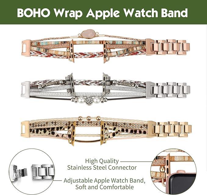 FR Fashion Co. Leather Wrap Bands Compatible with Apple Watch Band - FR Fashion Co. 