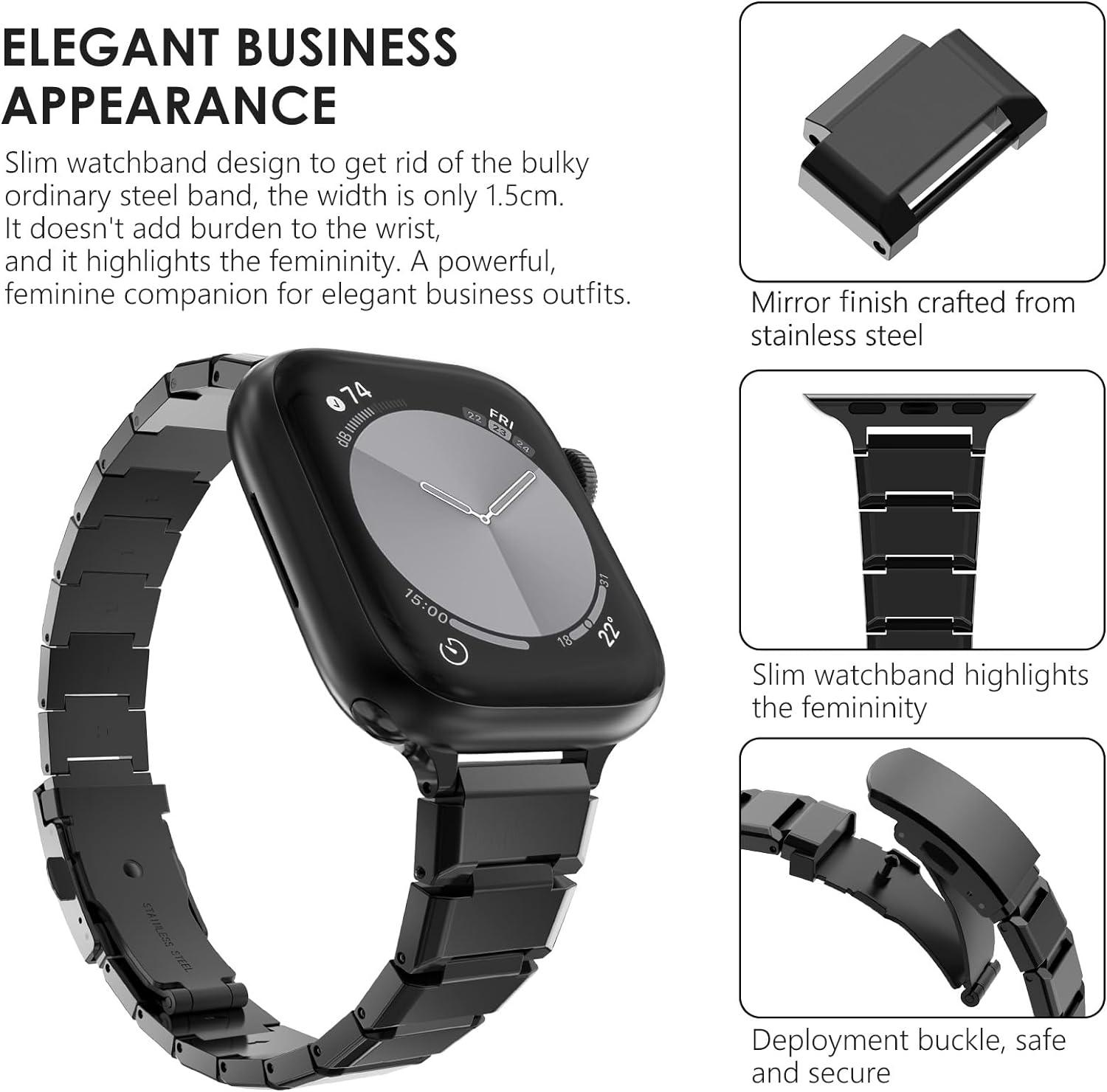 FR Fashion Co. Stainless Steel Metal Wristband Slim Chain Apple Watch Ultra Series - FR Fashion Co. 