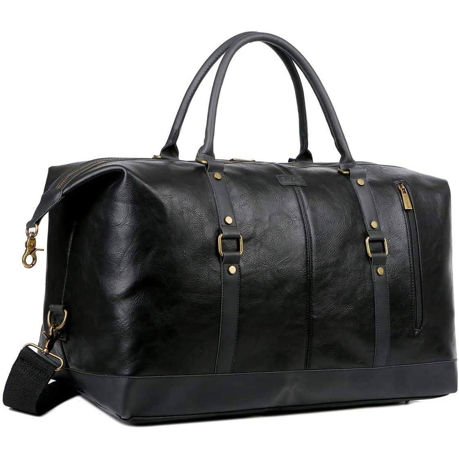 fr-fashion-co-20-leather-overnight-travel-duffel-bag Black