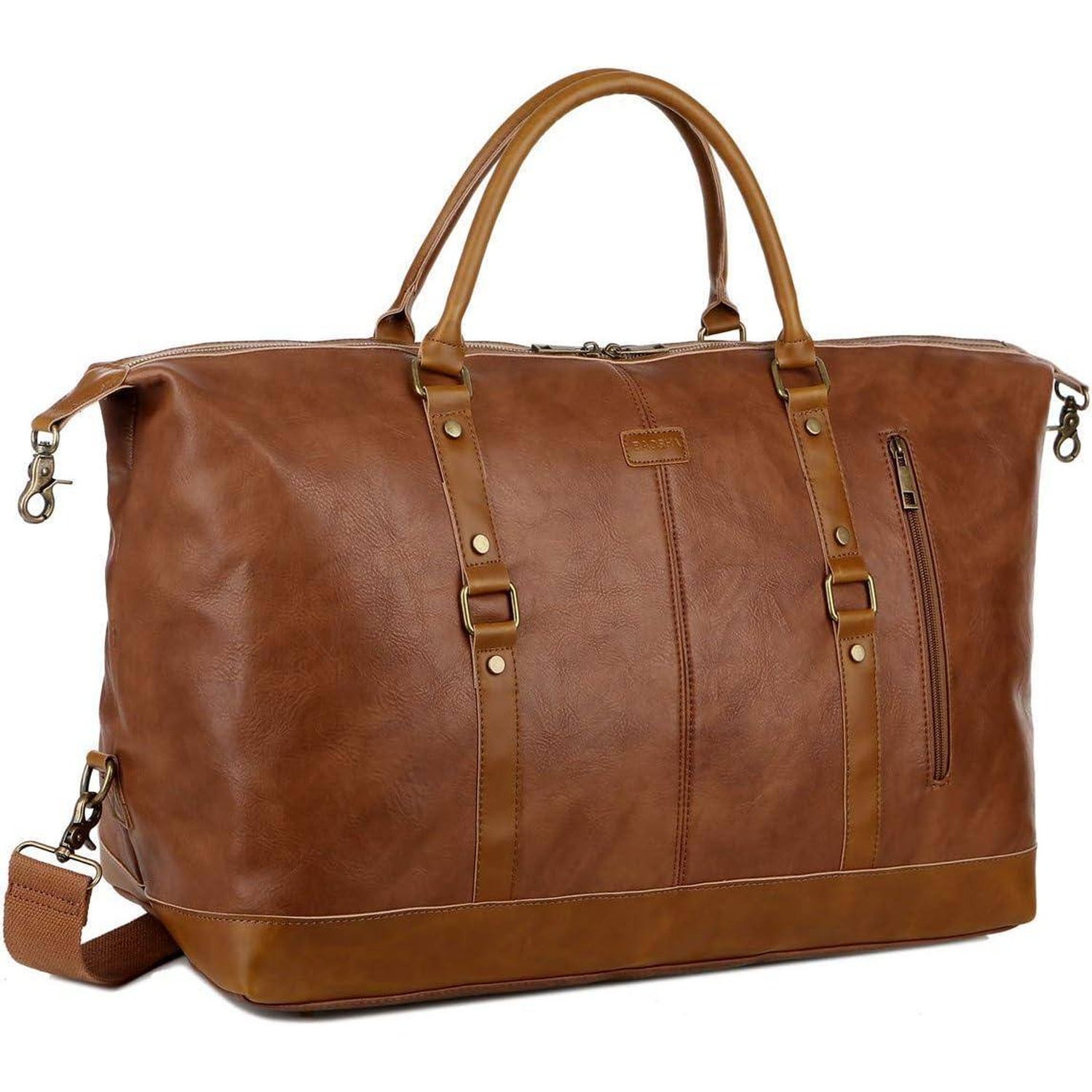 fr-fashion-co-20-leather-overnight-travel-duffel-bag Brown
