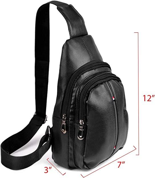 FR Fashion Co. 12" Men's Classic Leather Design Crossbody Sling Bag - FR Fashion Co. 