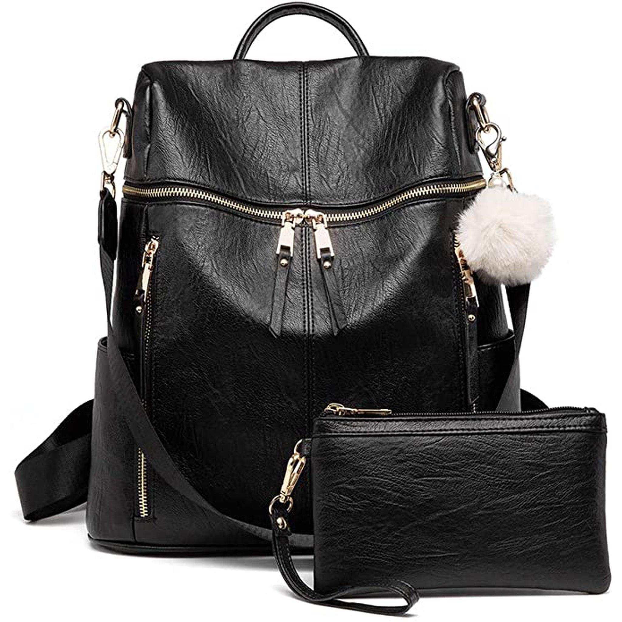 FR Fashion Co. 13" Women's Versatile Leather Backpack with Clutch - FR Fashion Co. 