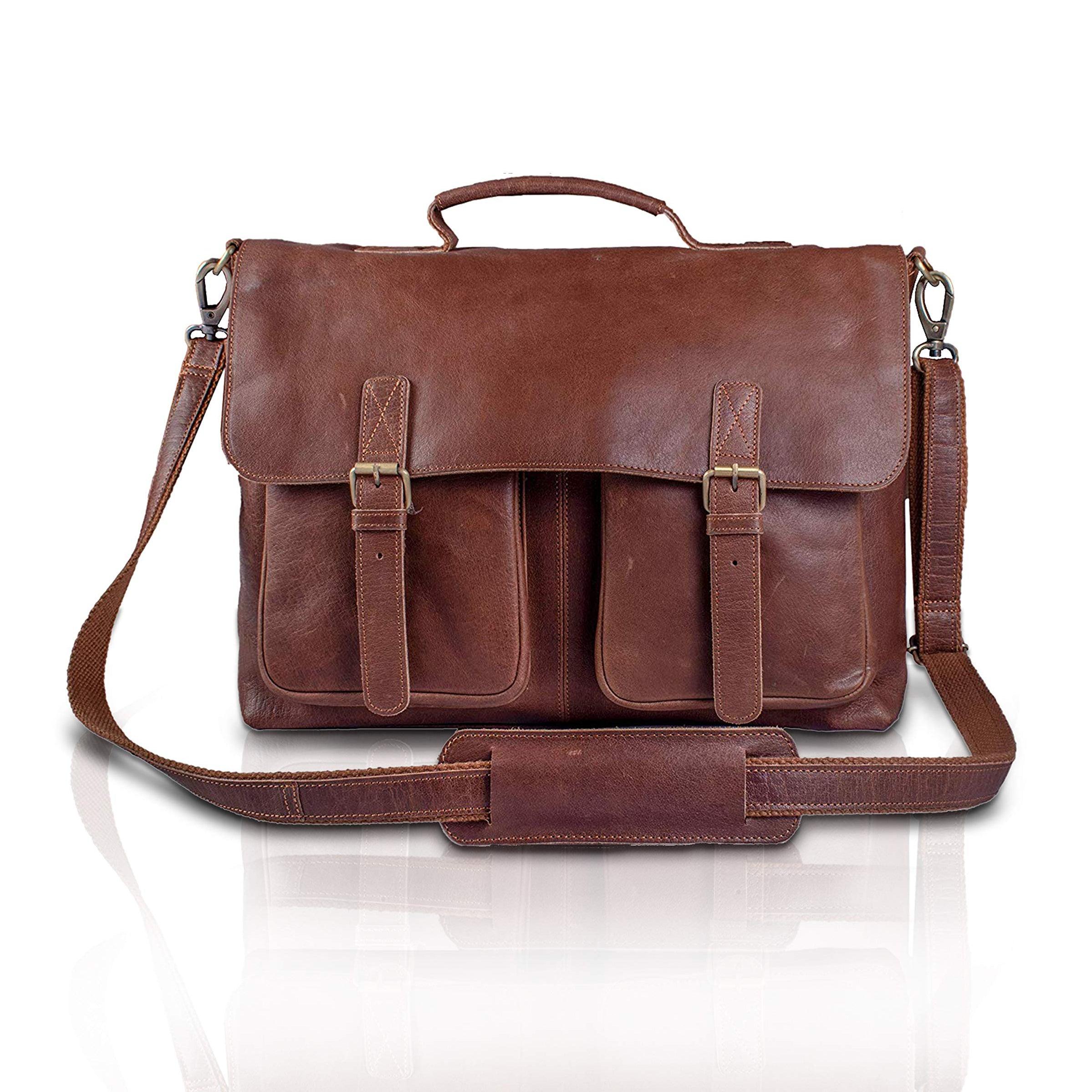 16 Inch Unisex Leather Messenger Bag - FR Fashion Co.