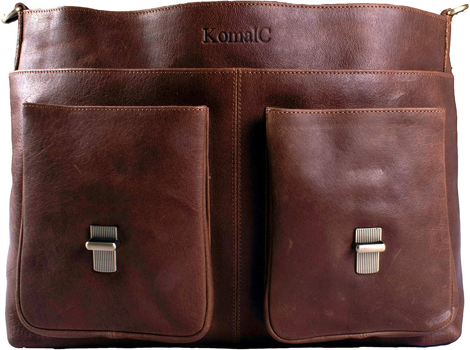 16 Inch Unisex Leather Messenger Bag - FR Fashion Co.