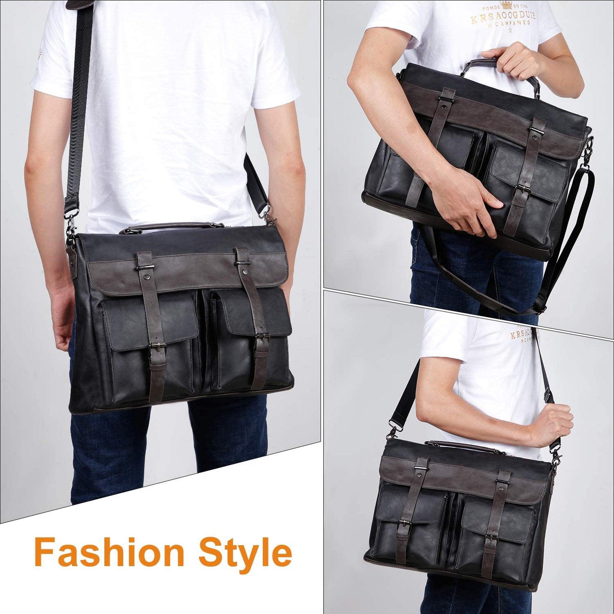 Polyester Lining Leather Messenger Bag - FR Fashion Co.