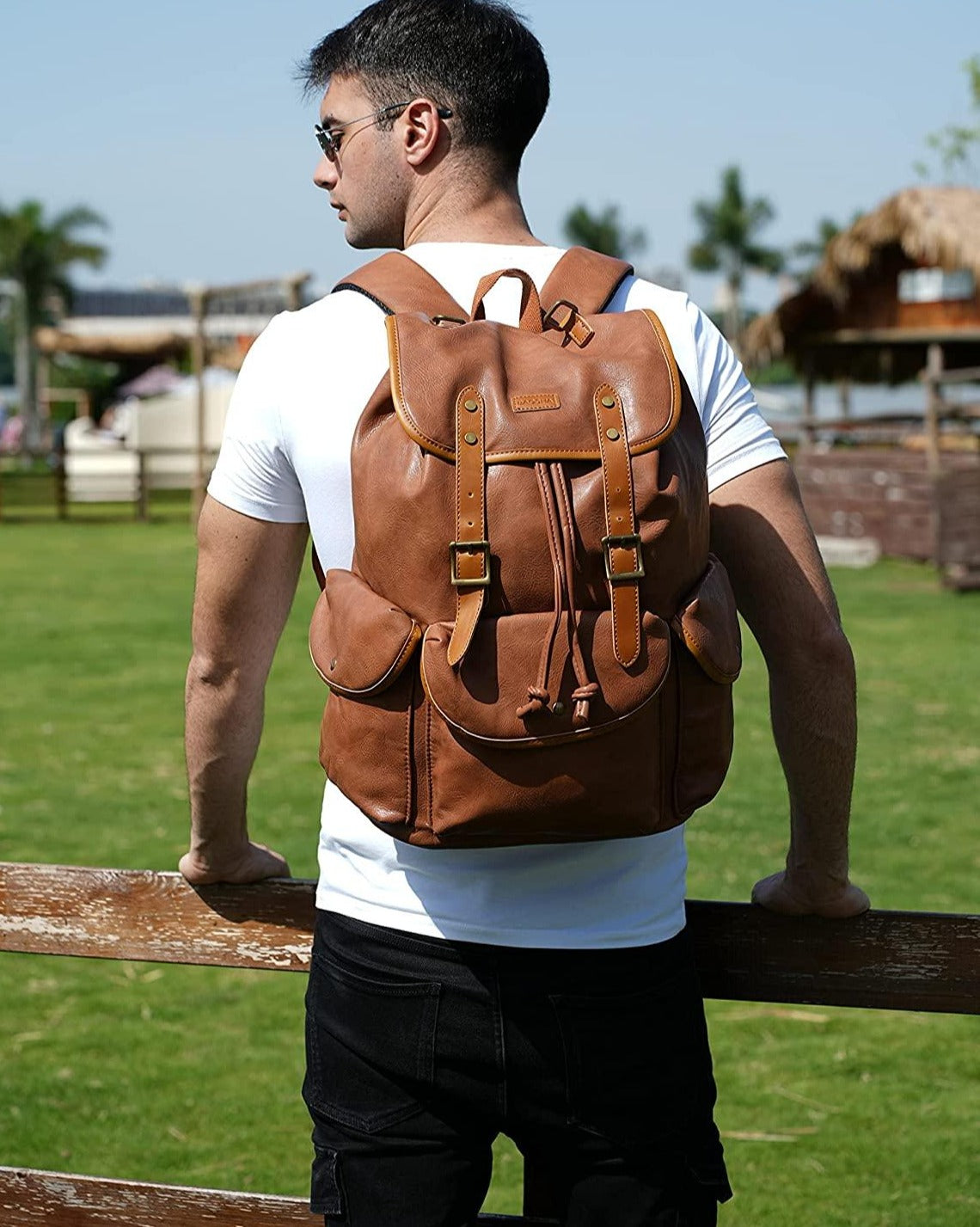 Premium Leather Flap Cover Backpack - FR Fashion Co.
