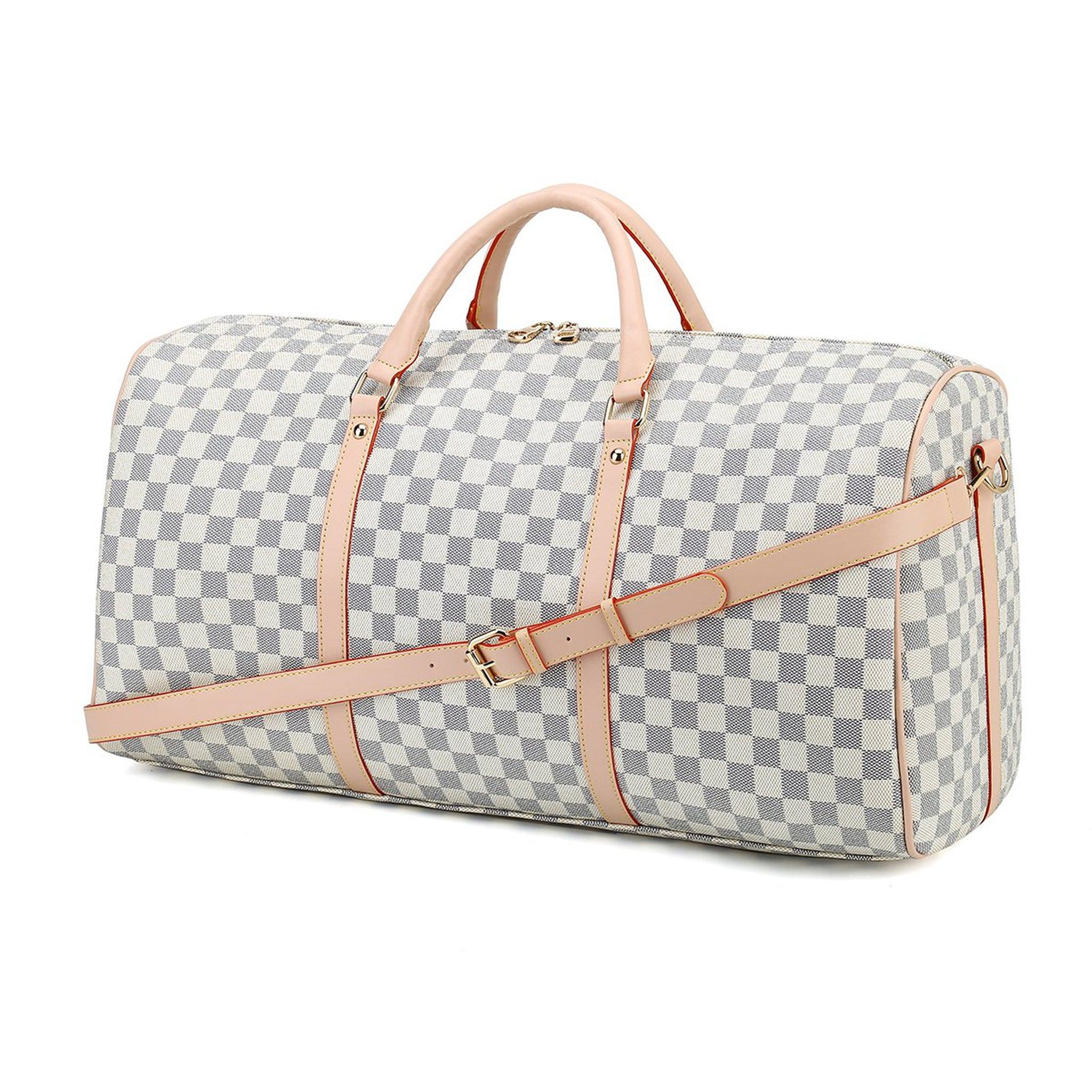 Checkered Print Travel Duffle Bag - FR Fashion Co.