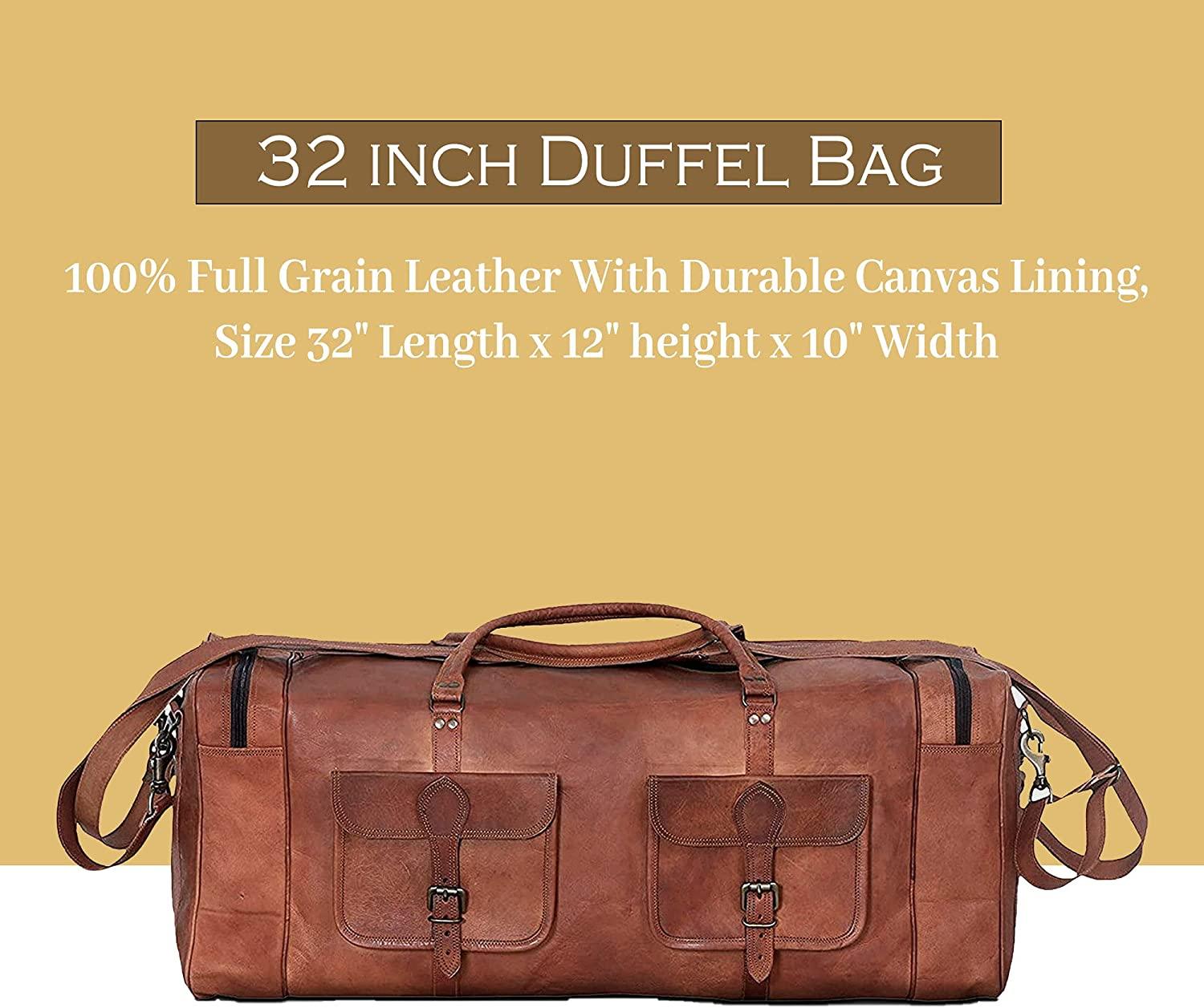 Grain Leather Duffel Bags - FR Fashion Co.